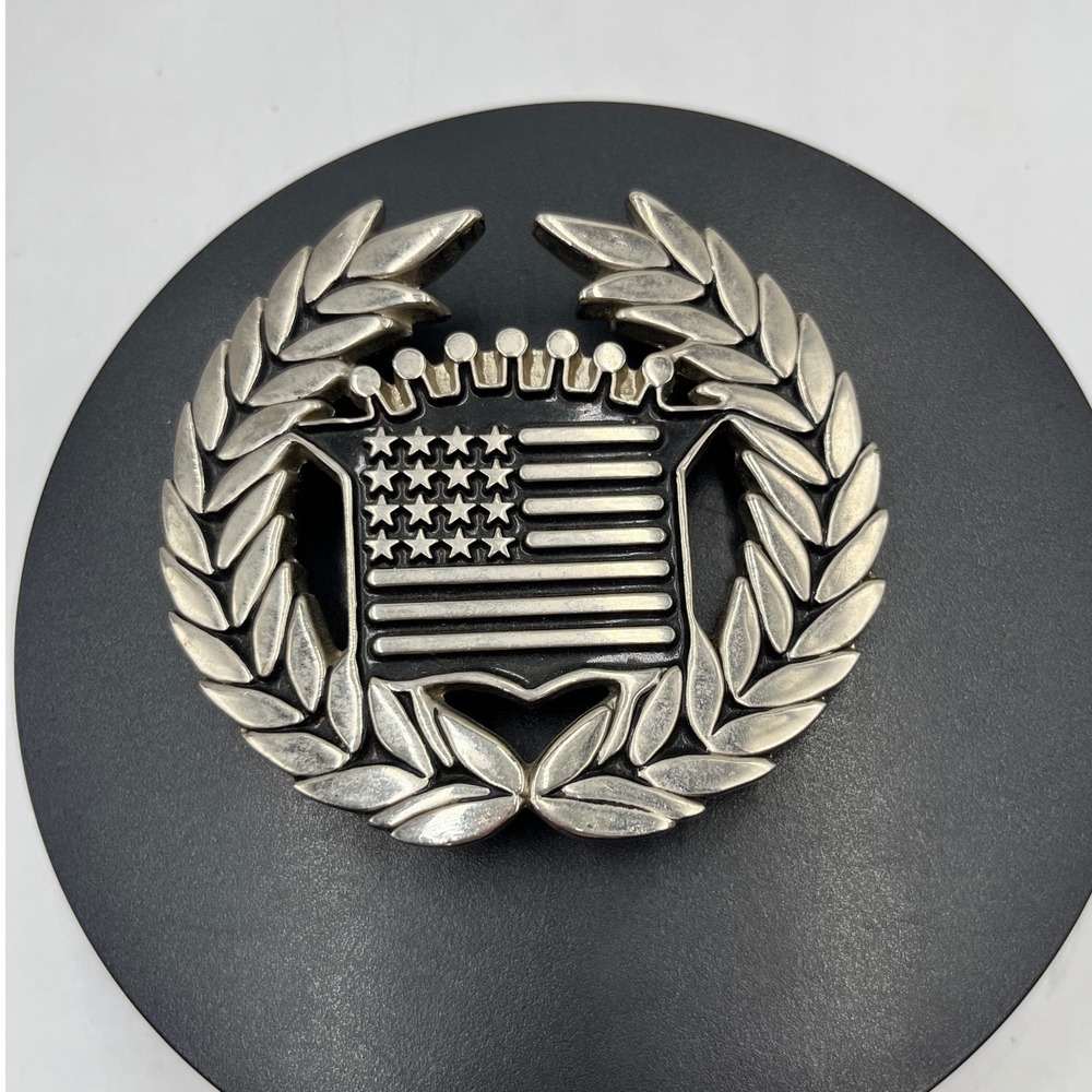 FAMOUS Vintage Cadillac Emblem American Flag Belt Buckle Famous Stars & Stripes
